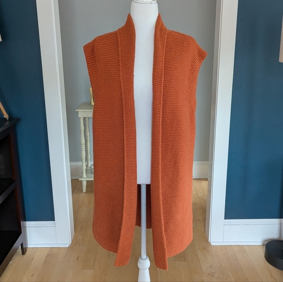J. Jill Sweaters - J. Jill Textured Long Knit Open Vest Small Terracotta